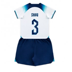 Lacne Dětský Futbalové dres Anglicko Luke Shaw #3 MS 2022 Krátky Rukáv - Domáci (+ trenírky)